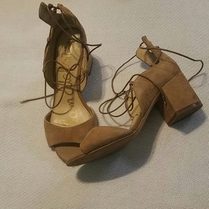 Lace up low heels